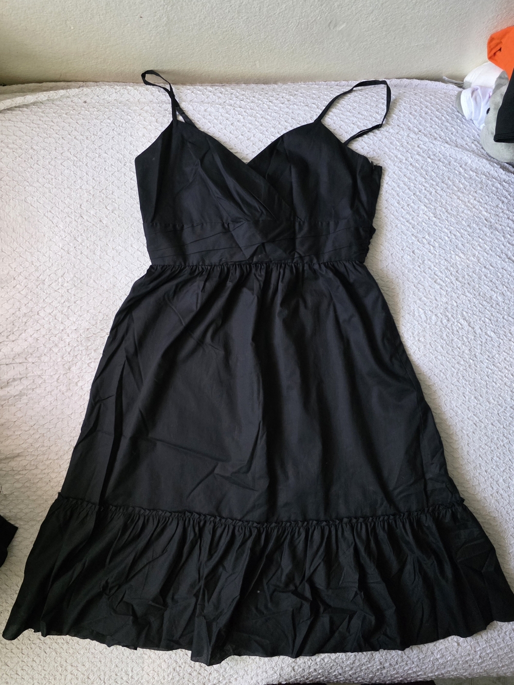 Black Flounce Spaghetti Strap Sundress -2 Layered Classic Women's Dress Size 8